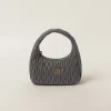 Marble Gray Wander Matelassé Nappa Leather Hobo Bag | Miu Miu