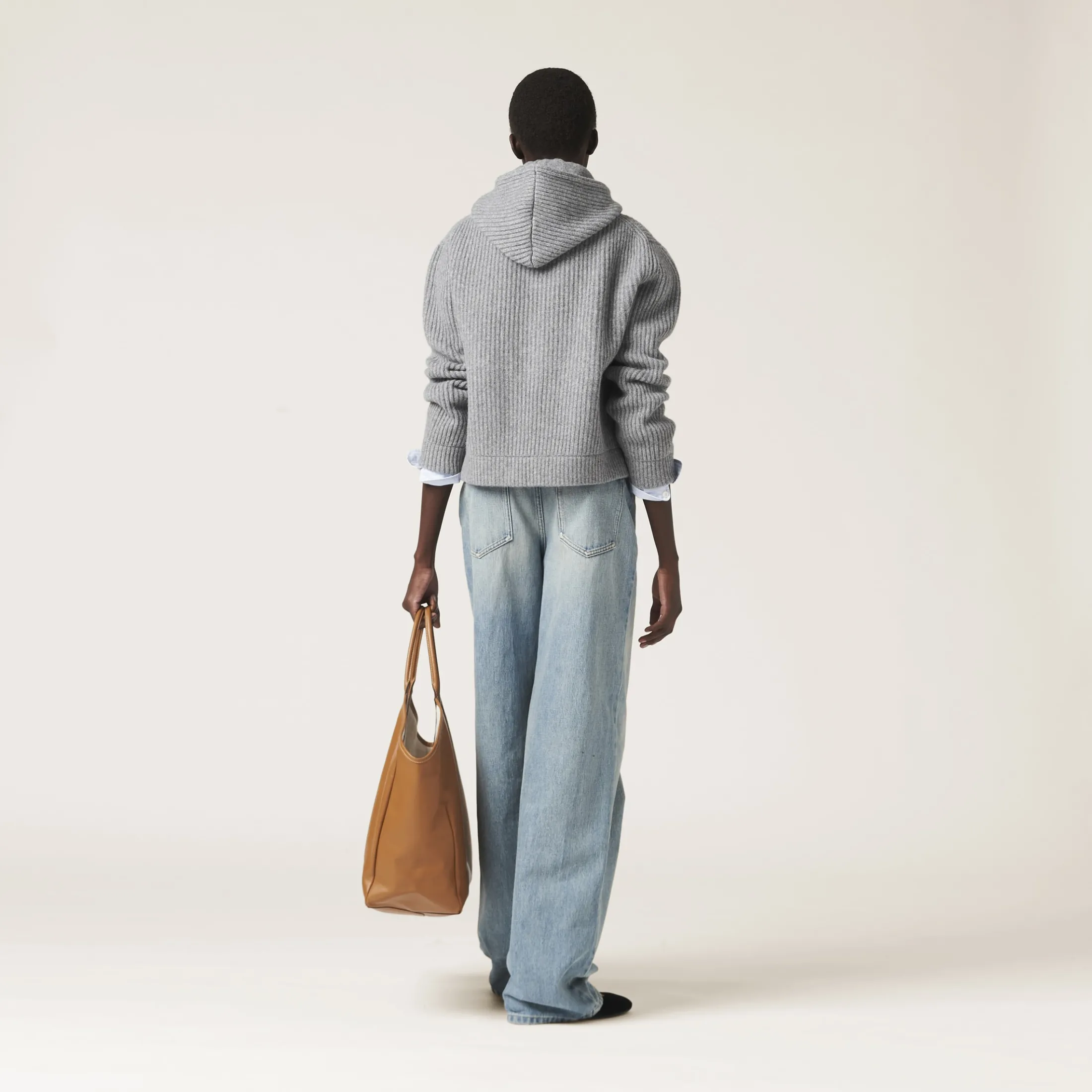 Marble Gray Wool And Cashmere Hoodie Cardigan | Miu Miu