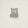 Marble Gray/tan Cotton Knit Top | Miu Miu