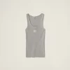 Marble Gray/tan Cotton Knit Tank Top | Miu Miu
