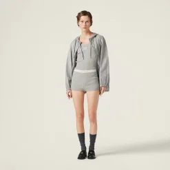 Marble Gray/tan Cotton Knit Tank Top | Miu Miu