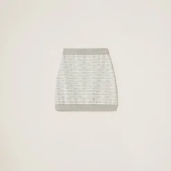 Marble Gray/tan Cotton Miniskirt | Miu Miu