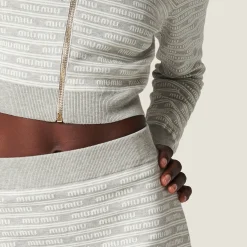 Marble Gray/tan Cotton Miniskirt | Miu Miu