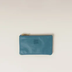Marina Blue Leather Envelope Pouch | Miu Miu
