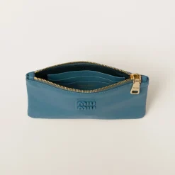 Marina Blue Leather Envelope Pouch | Miu Miu