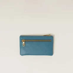 Marina Blue Leather Envelope Pouch | Miu Miu