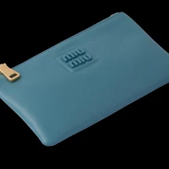 Marina Blue Leather Envelope Pouch | Miu Miu