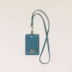 Marina Blue Matelassé Nappa Leather Badge Holder | Miu Miu