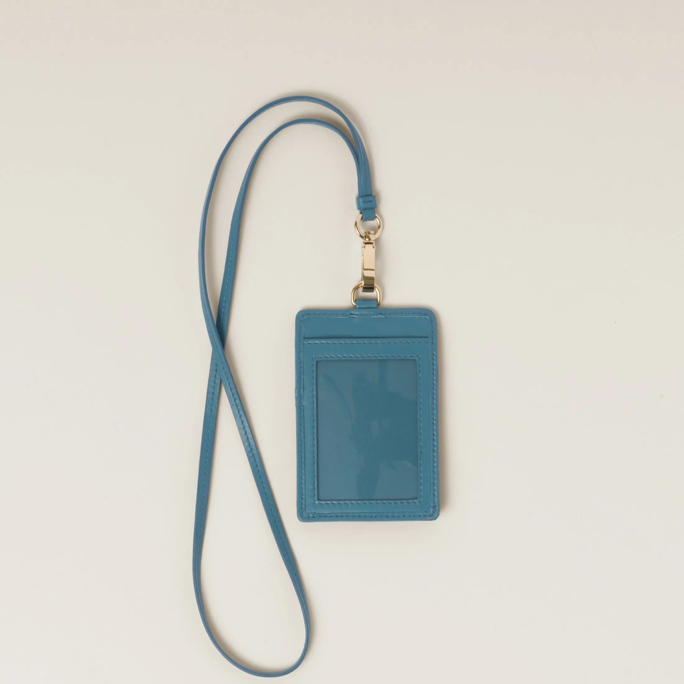 Marina Blue Matelassé Nappa Leather Badge Holder | Miu Miu