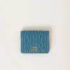 Marina Blue Small Matelassé Nappa Leather Wallet | Miu Miu
