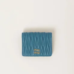 Marina Blue Small Matelassé Nappa Leather Wallet | Miu Miu