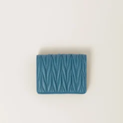 Marina Blue Small Matelassé Nappa Leather Wallet | Miu Miu