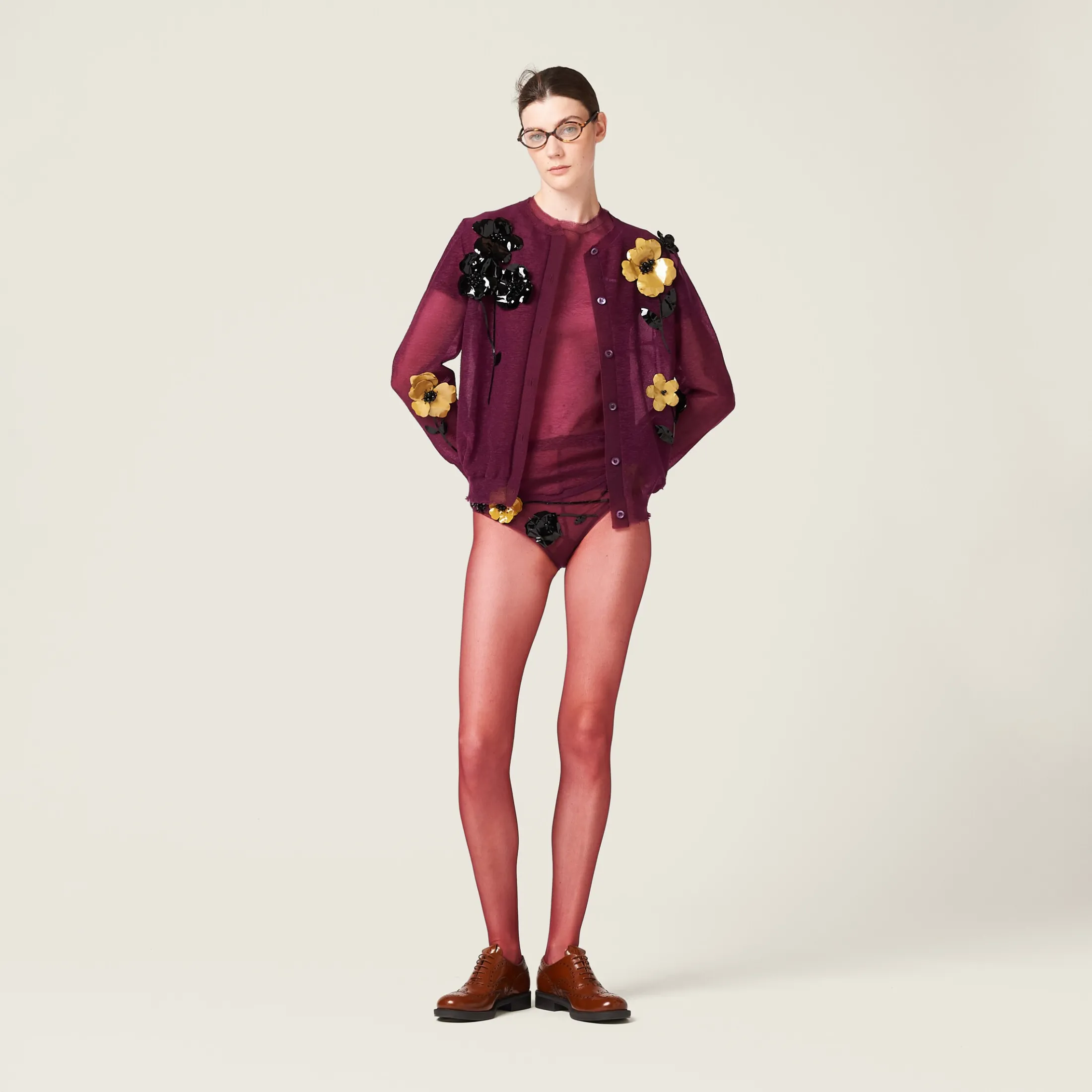 Mauve Nylon Cardigan | Miu Miu