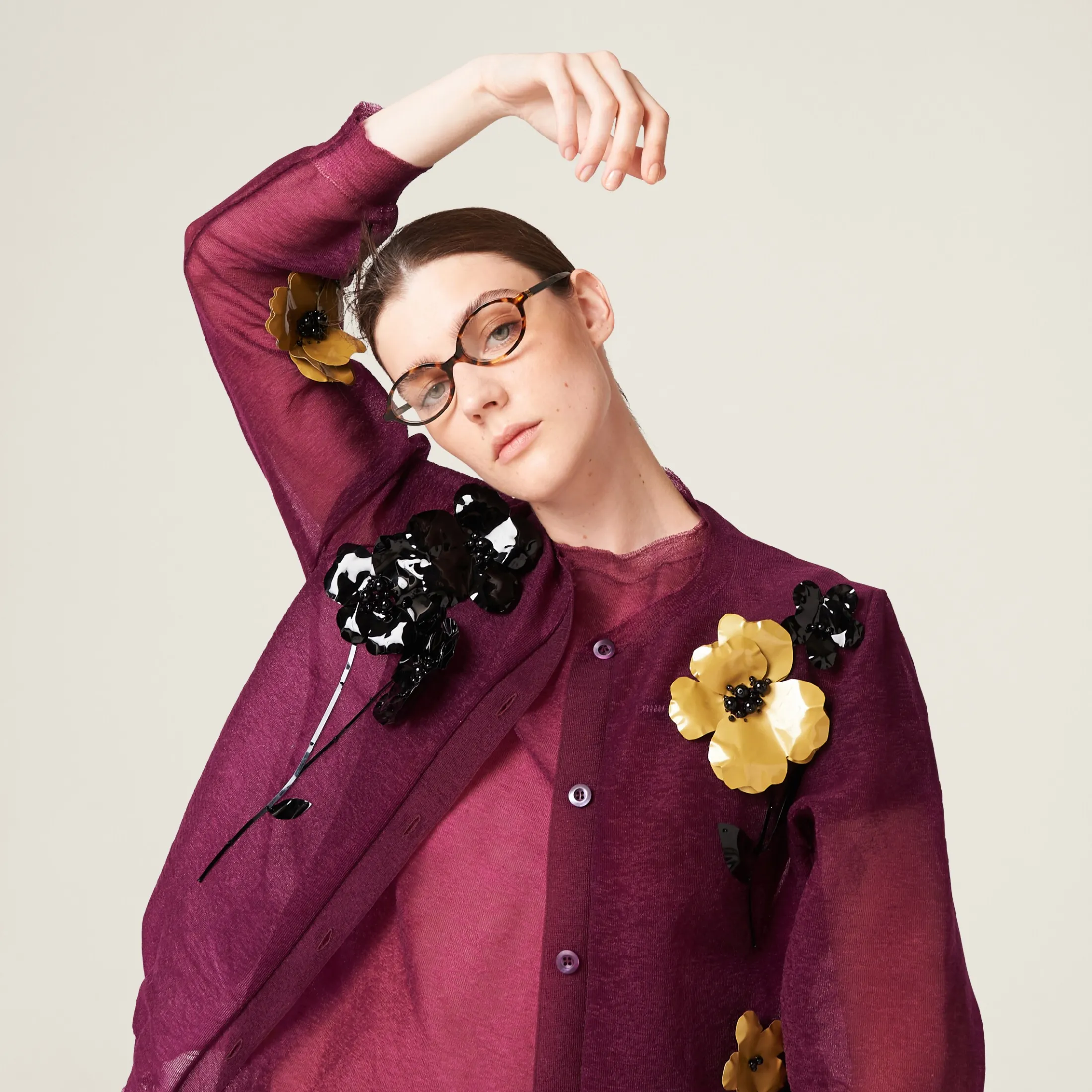Mauve Nylon Cardigan | Miu Miu