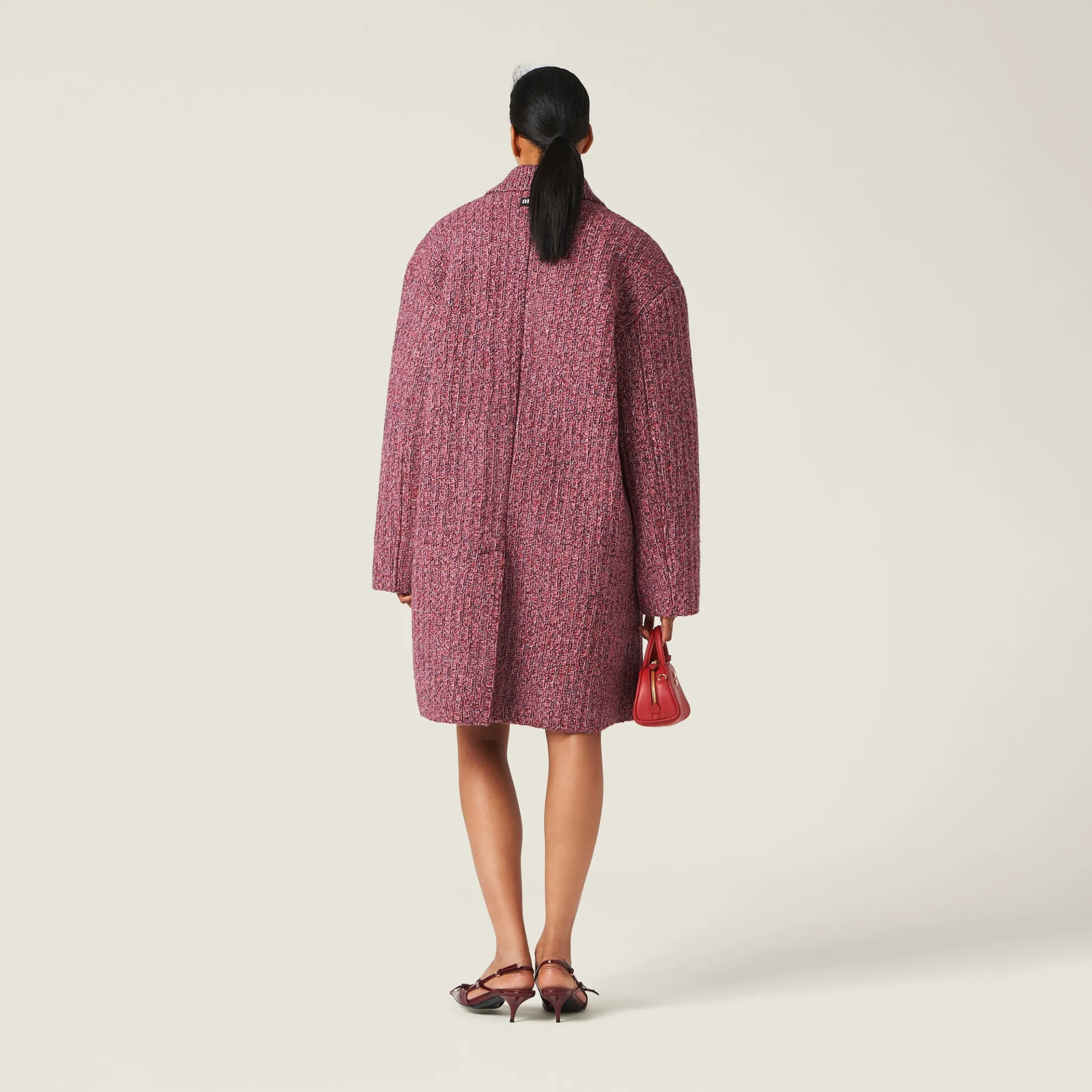 Mauve Wool And Cotton Coat | Miu Miu