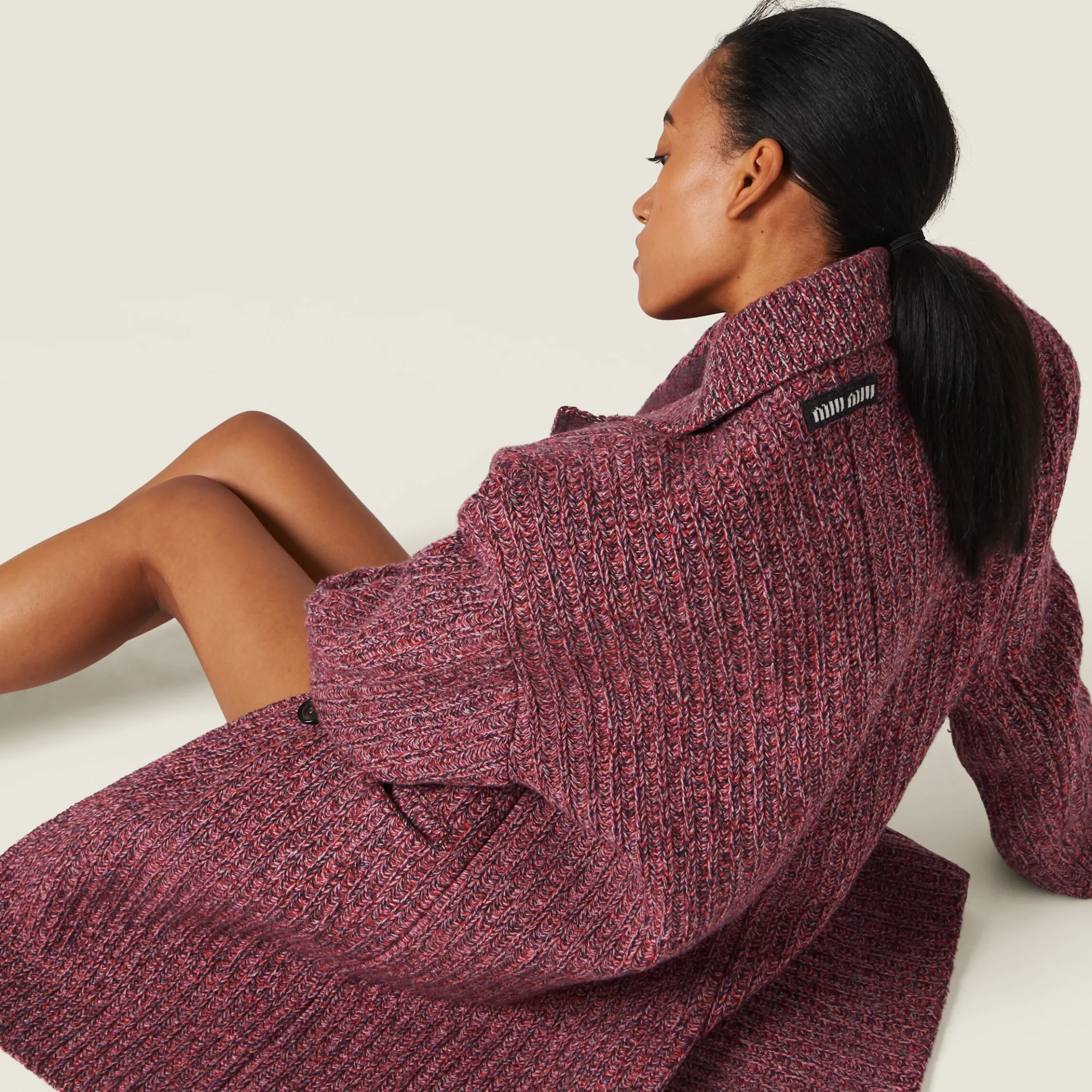 Mauve Wool And Cotton Coat | Miu Miu
