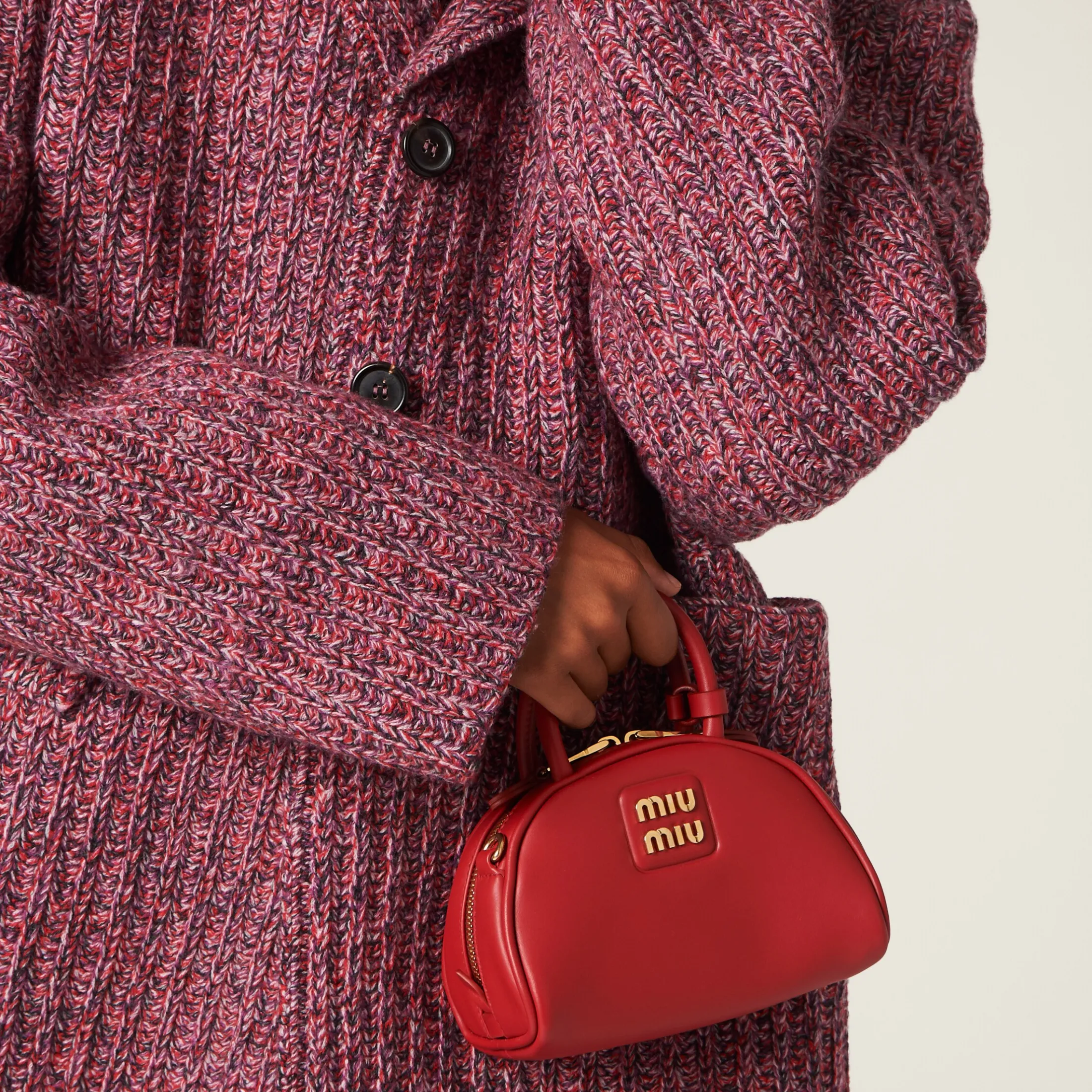 Mauve Wool And Cotton Coat | Miu Miu