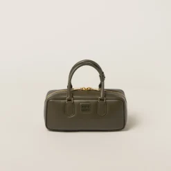 Military Green Arcadie Leather Bag | Miu Miu