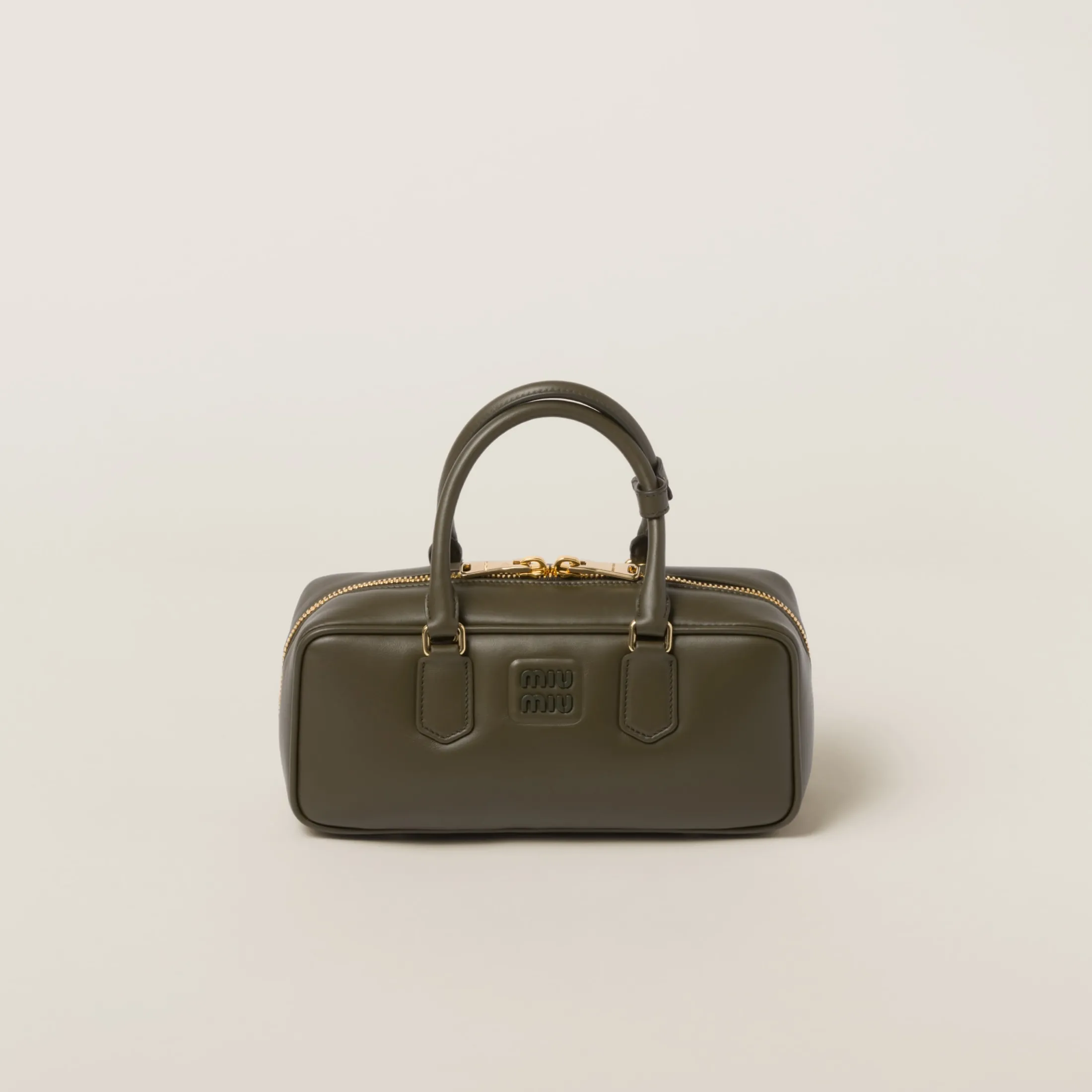 Military Green Arcadie Leather Bag | Miu Miu