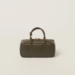 Military Green Arcadie Leather Bag | Miu Miu