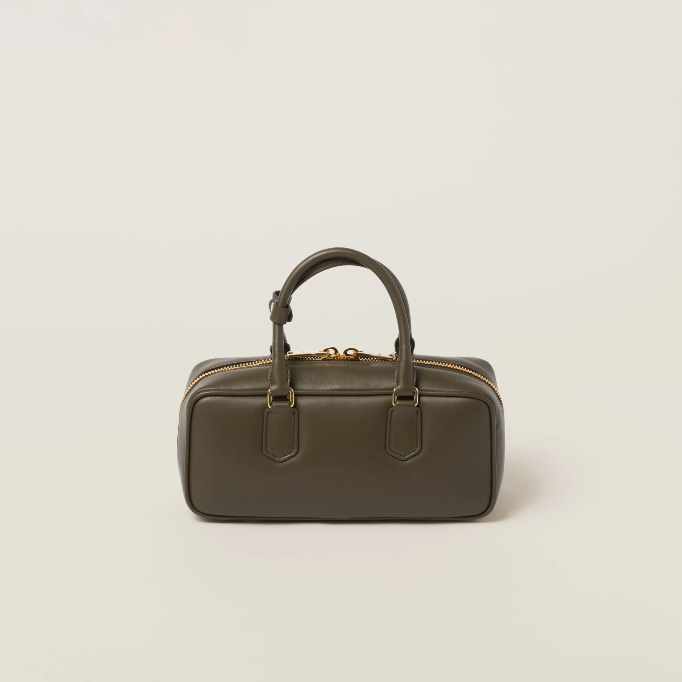 Military Green Arcadie Leather Bag | Miu Miu