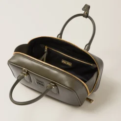 Military Green Arcadie Leather Bag | Miu Miu