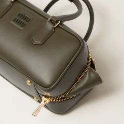 Military Green Arcadie Leather Bag | Miu Miu