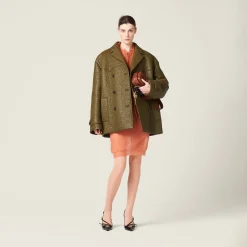 Military Green Double-breasted Nappa Leather Jacket | Miu Miu