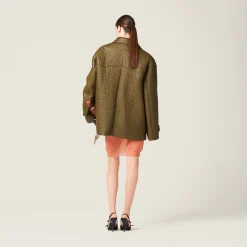 Military Green Double-breasted Nappa Leather Jacket | Miu Miu