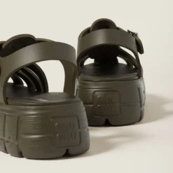 Military Green Eva Platform Cage Sandals | Miu Miu