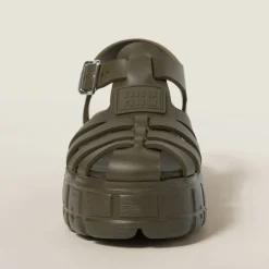Military Green Eva Platform Cage Sandals | Miu Miu