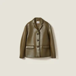 Military Green Leather Jacket | Miu Miu