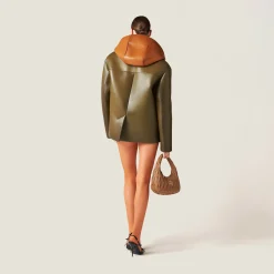 Military Green Leather Jacket | Miu Miu