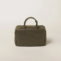 Military Green Leather Top-handle Bag | Miu Miu