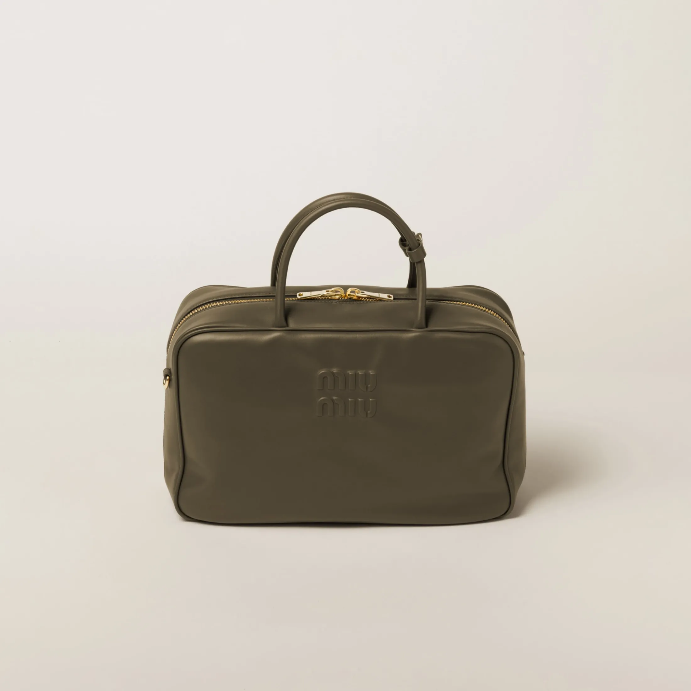 Military Green Leather Top-handle Bag | Miu Miu