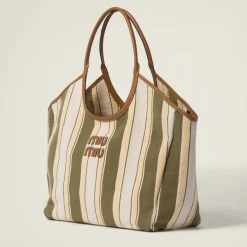 Military/soy Green Ivy Canneté Fabric Bag | Miu Miu