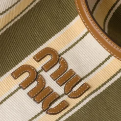 Military/soy Green Ivy Canneté Fabric Bag | Miu Miu