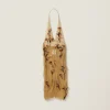 Mustard Chiffon Dress With Floral Embroidery | Miu Miu