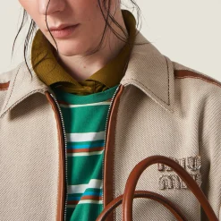 Mustard/cream/blue Cotton Jersey Polo Shirt | Miu Miu