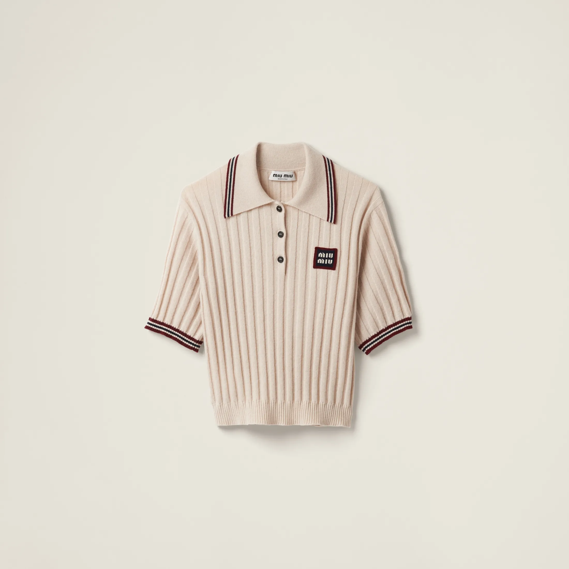 Natural Cashmere Knit Polo Shirt | Miu Miu