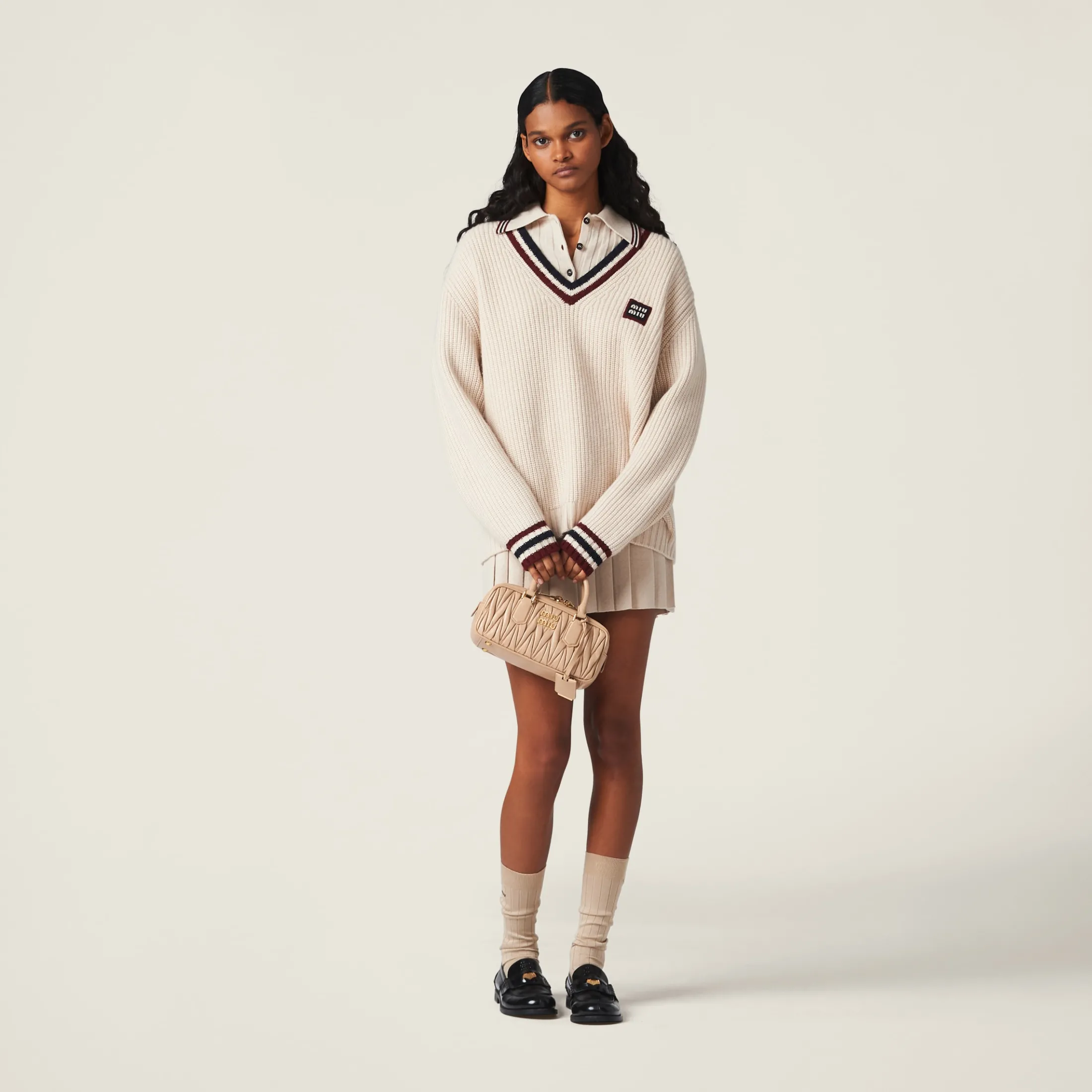 Natural Cashmere Knit Polo Shirt | Miu Miu