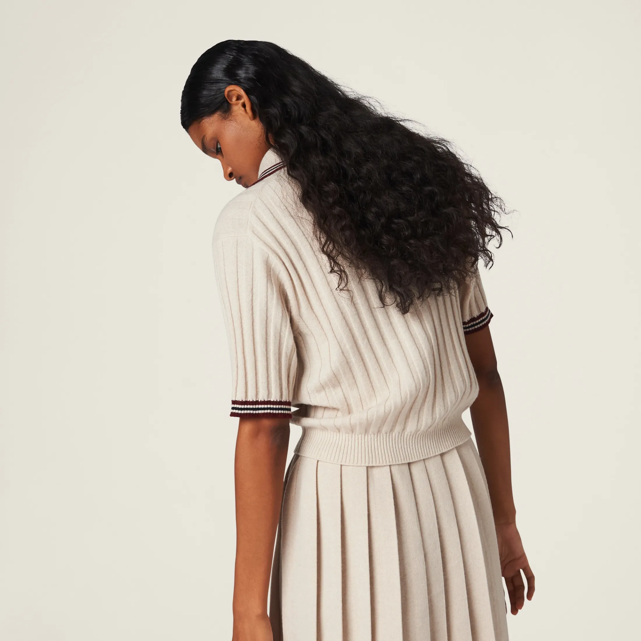 Natural Cashmere Knit Polo Shirt | Miu Miu