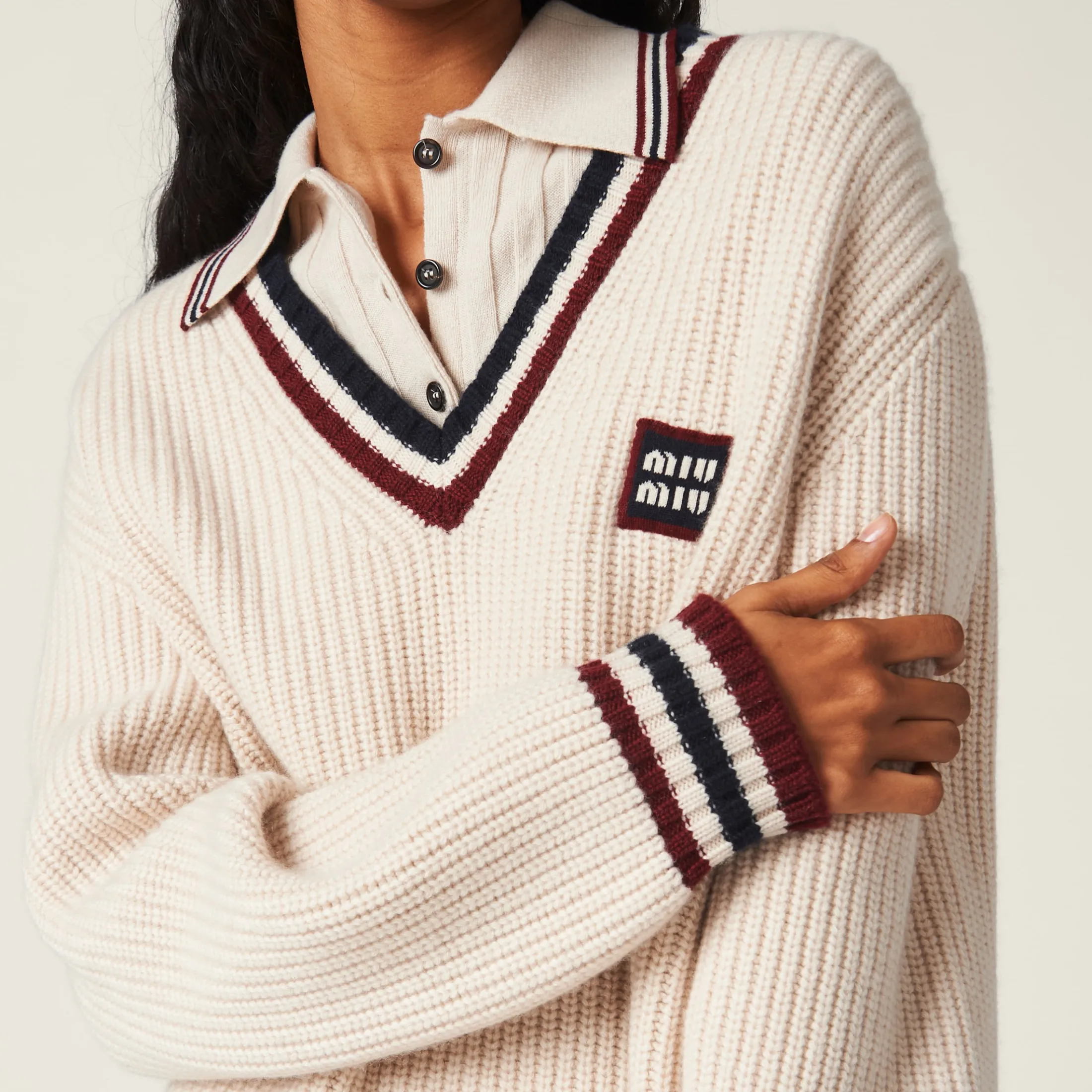 Natural Cashmere Knit Polo Shirt | Miu Miu