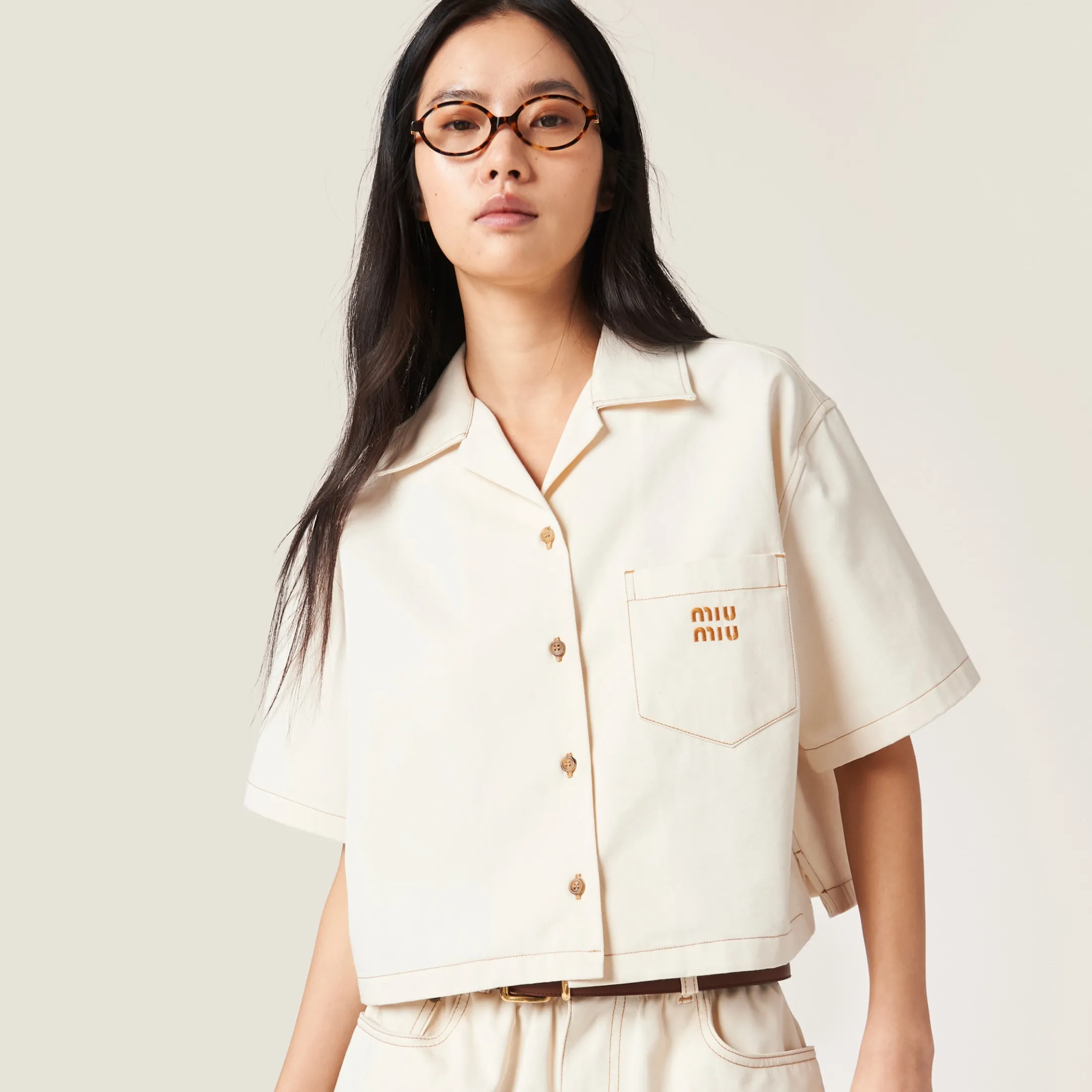 Natural Denim Shirt | Miu Miu