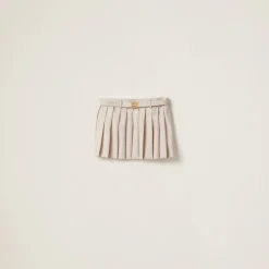 Natural Pleated Batavia Miniskirt | Miu Miu