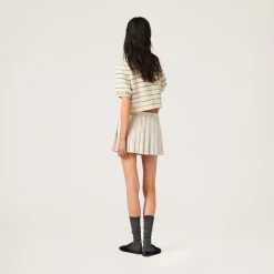 Natural Pleated Batavia Miniskirt | Miu Miu