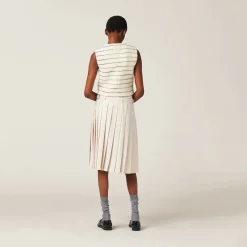 Natural Pleated Batavia Skirt | Miu Miu