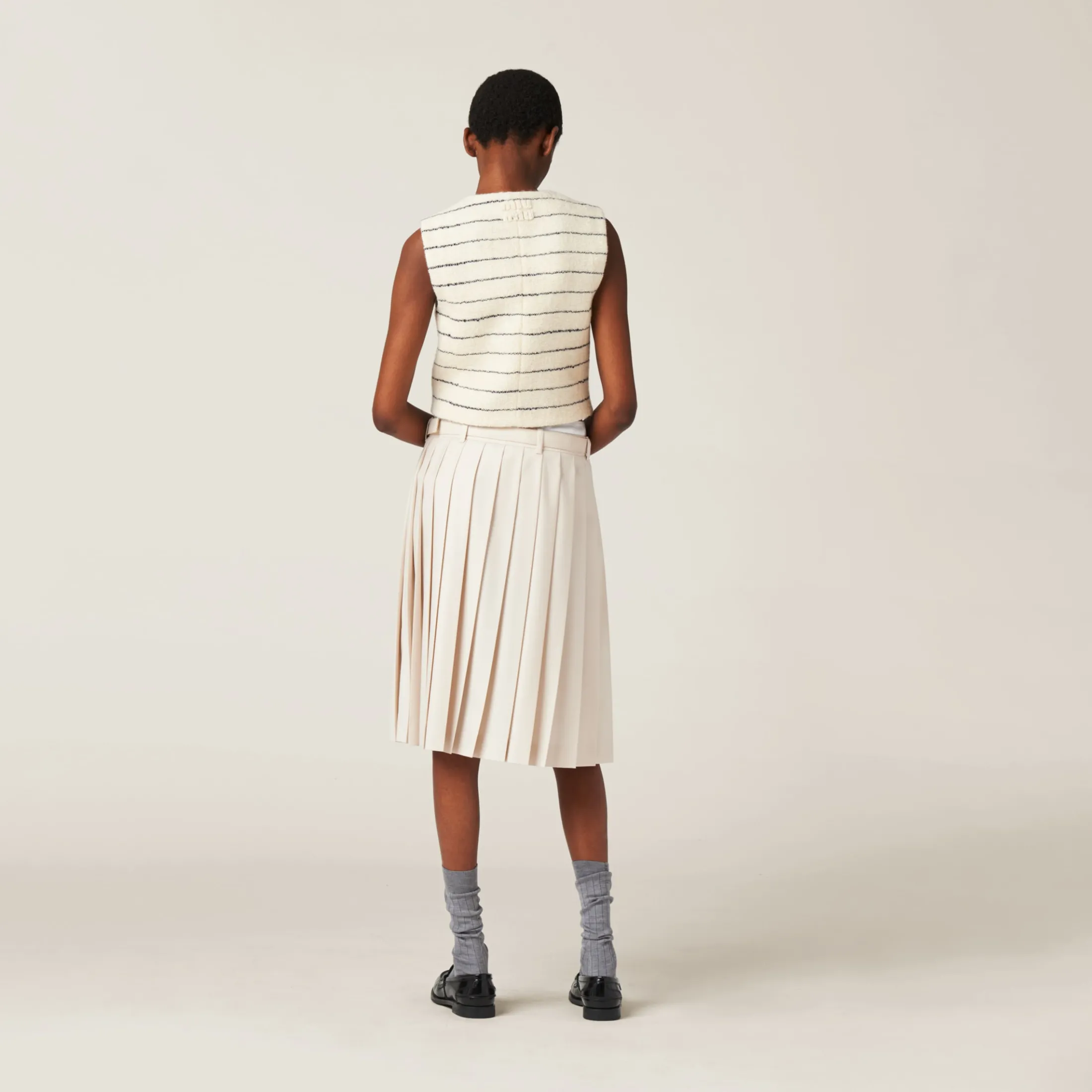 Natural Pleated Batavia Skirt | Miu Miu