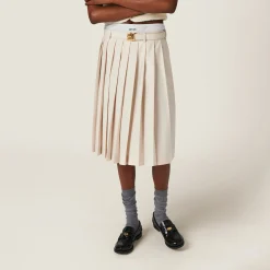 Natural Pleated Batavia Skirt | Miu Miu