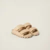 Natural Raffia-effect Woven Fabric Slides | Miu Miu